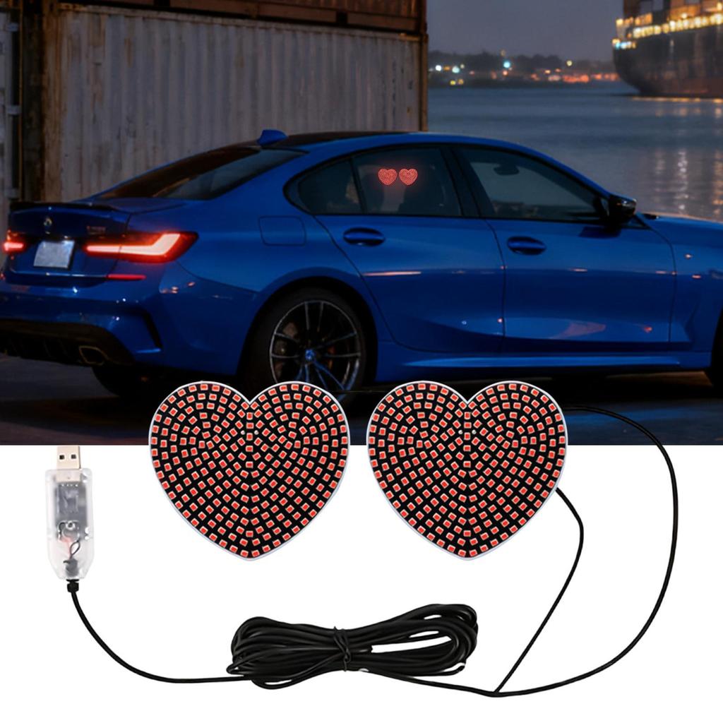 Car Window Light Up Sign Love Heart Shape Automotive Decoration Car Back Window Warning Light For SUV RV Sedan Truck Minivan Van