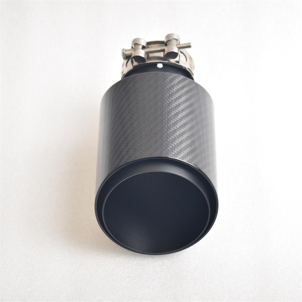 RE 1pcs Carbon Fiber Car Exhaust, Matte Black Car Modification, Angled Stainless Steel Muffler Nozzle Car Tailpipe