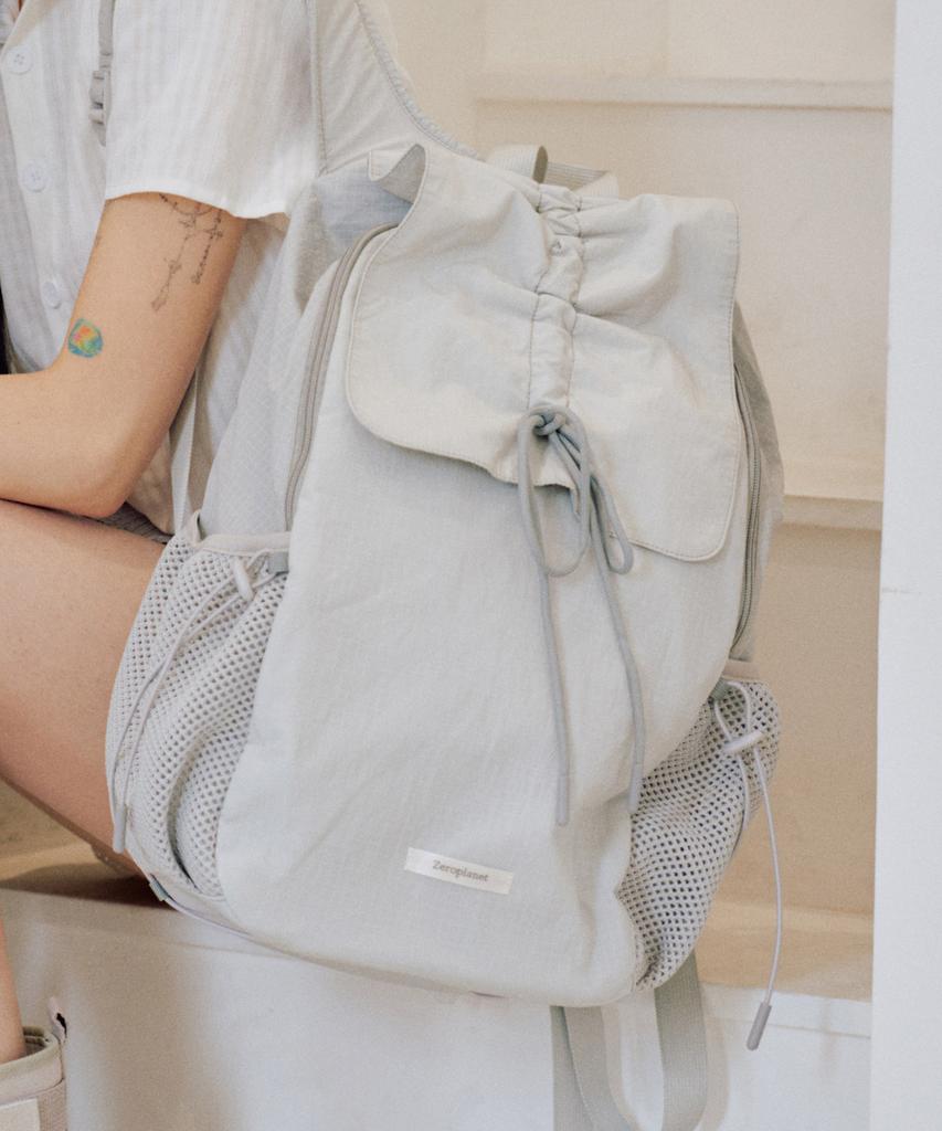 Zeroplanet Nylon Shirred Ribbon Backpack [Grey]