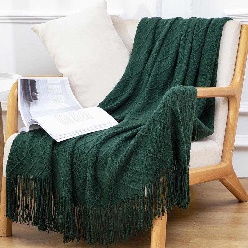 Nordic Tassel Sofa Throw Blanket - Air Conditioning Nap & Hotel Bed Runner, Summer Bed Flag, Bed End Blanket