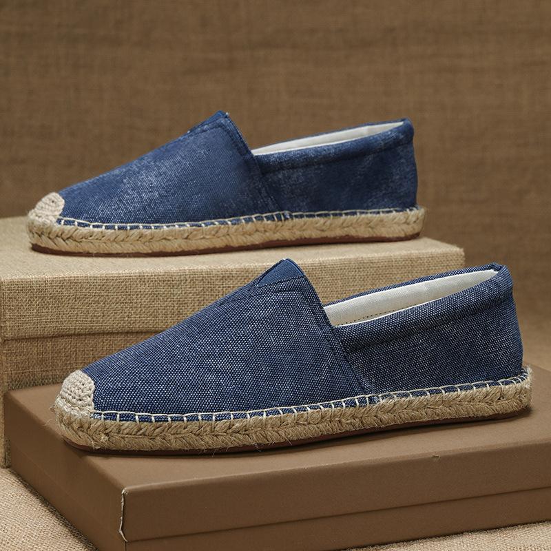 Old Beijing cloth shoes men's summer breathable thin linen straw woven fisherman shoes men's driving lazy shoes