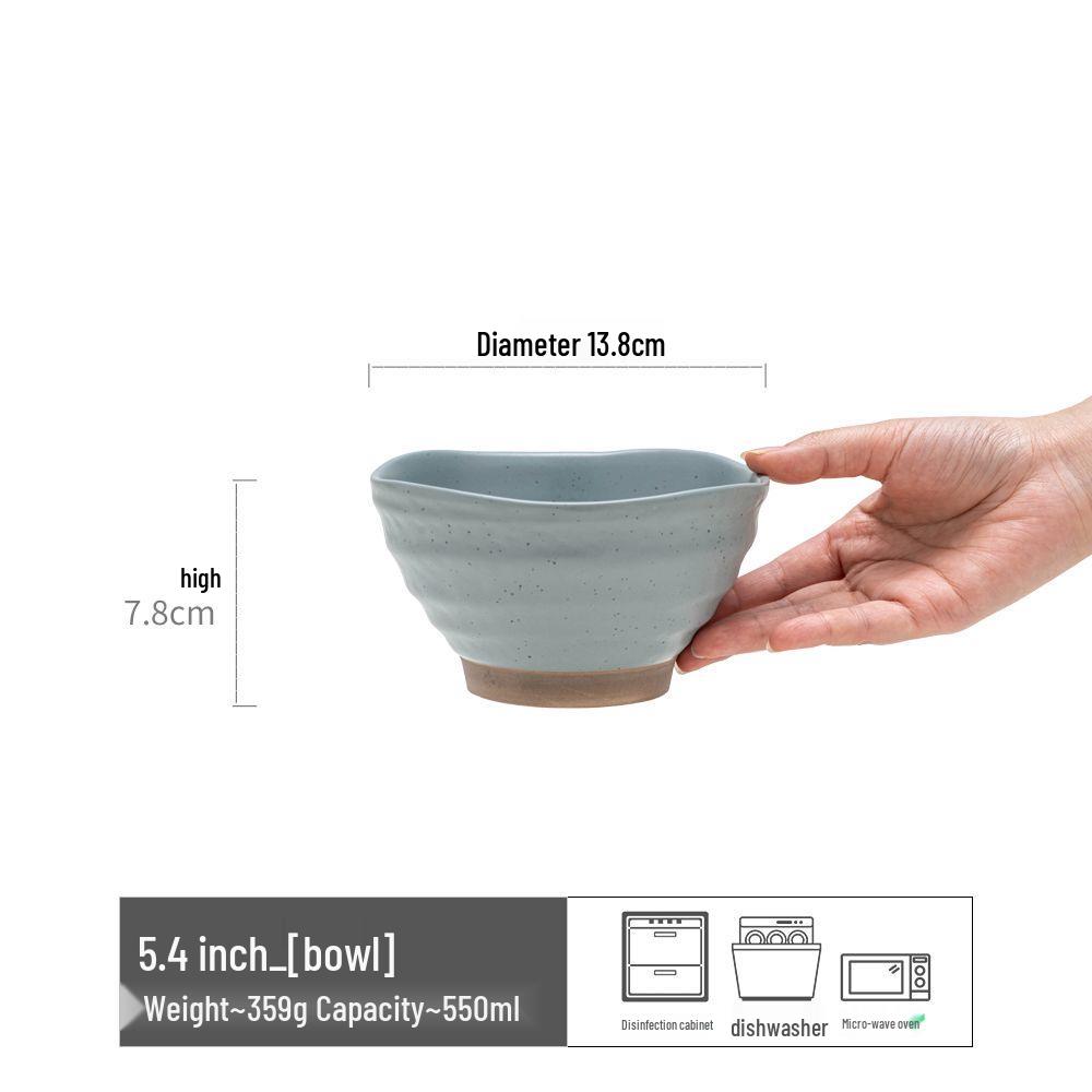 Japanese Retro Ceramic Irregular-Shape Bowl with Kiln-Changed Glaze - Ideal for Rice, Congee, or Noodles