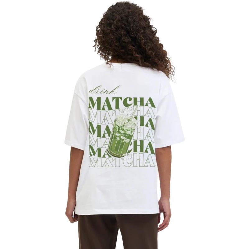 

Women Back Print Iced Matcha TShirt Y2k Aesthetic Matcha Lover Shirt Loose Short Sleeve Streetwear Graphic Tees Unisex Clothing 4XL
