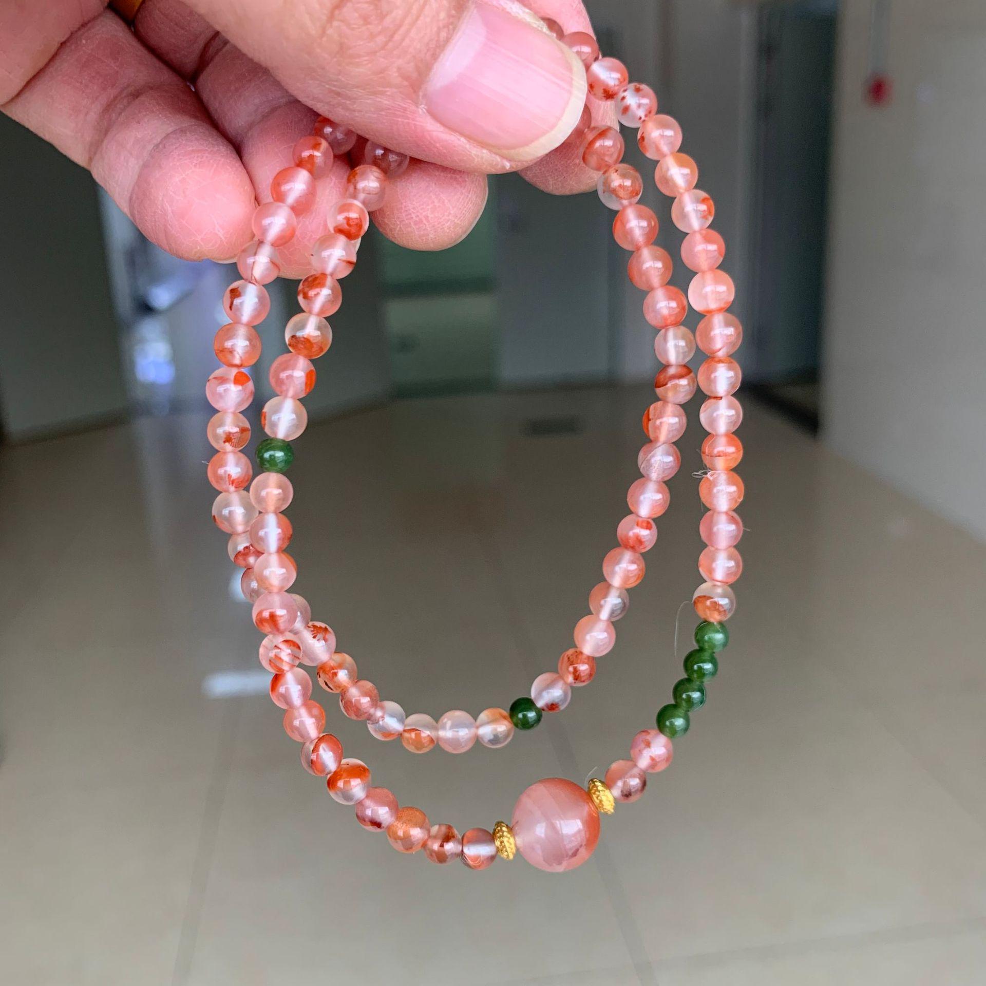 South Red Sichuan Ice Float Jade Bracelet & DIY Handmade Pair, 4.5mm