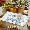 4pcs/6pcs Blue Snowman Placemats Suitable for Dining Table, Winter Farmhouse Table Mats with Snowman Print, Rectangular Place Settings for Xmas Decor,