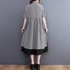 2022 Summer Korean Plus Size Plaid Waist-Gathering A-Line Dress