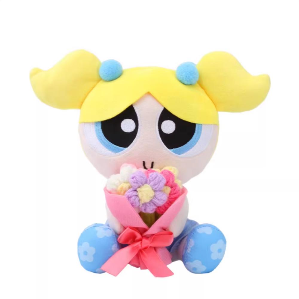 Op Voorraad The Powerpuff Girls Boeket Pop Bloem Kawaii Sieraden Valentijn Schattige Animatie Randapparatuur Versieren Vriendin Cadeau 20CM wit