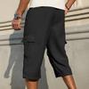 Men’s Loose Fit Knee Length Cargo Shorts with Drawstring Waist Multi Pocket Casual Lightweight Design for Outdoor Activities