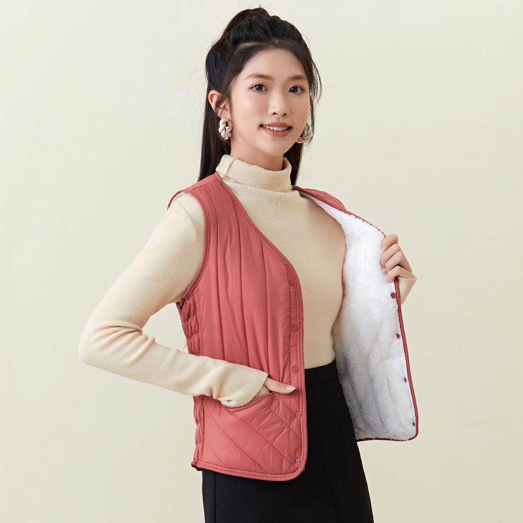 Women's Winter Down Cotton Padded Winter Lightweight Double-sided Warm Students Home Female Cotton Vests Fashionable and Warm