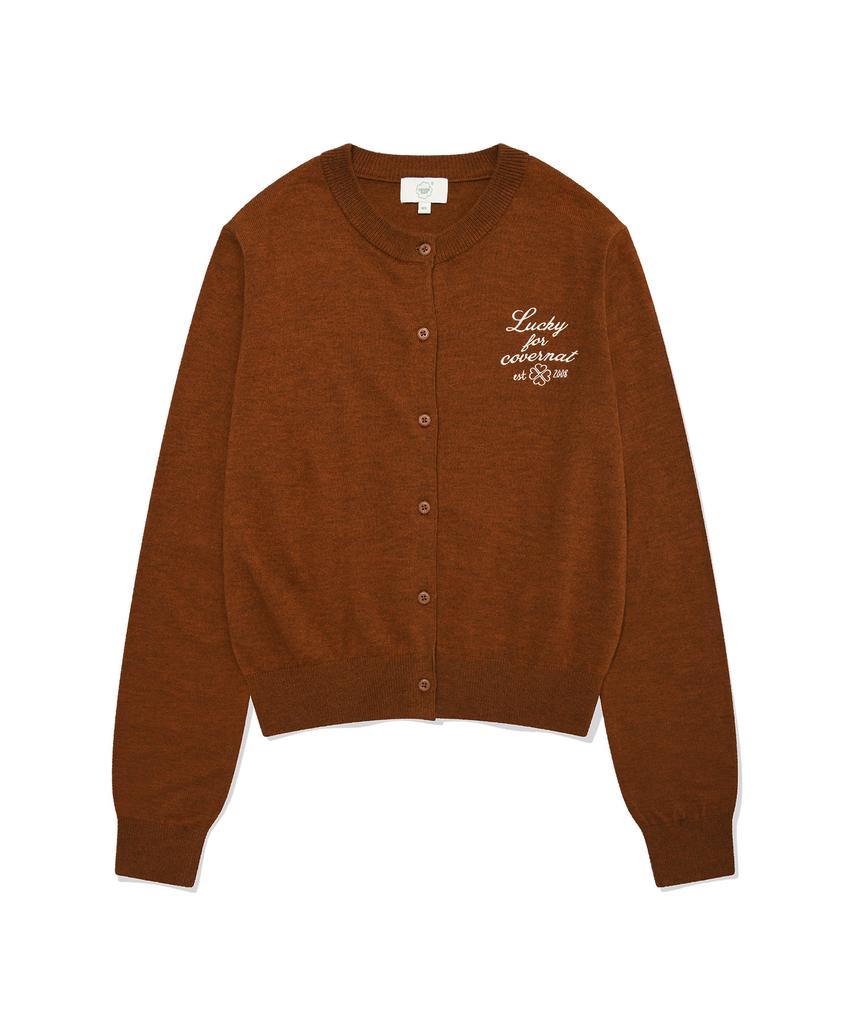 COVERNAT WOMAN Basic Round Wool Knit Cardigan Brown