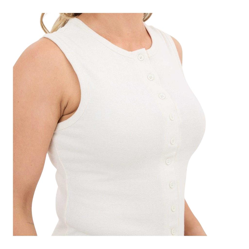 I Saw It First Womens/Ladies Ribbed Button-Down Sleeveless Top