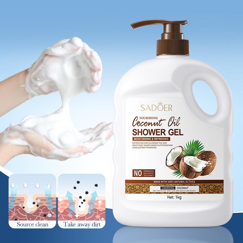 Coconut Oil Moisturizing Body Wash, Large Capacity Body Wash for Family Use.