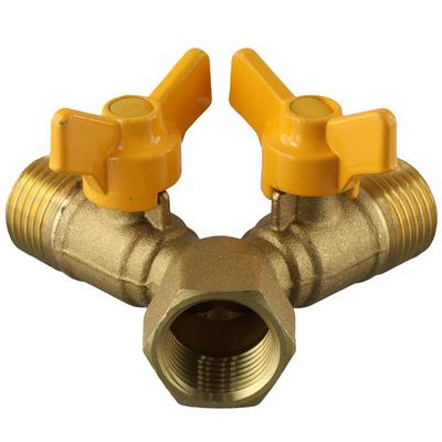 Brass Y Valve 2 Way Water Splitter Strength Connectors Kitchen