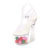 Women's Clear Crystal Flower LED Light Up Sandals, Luminous Party Dress Evening Shoes 18cm
