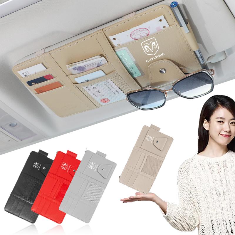 Car Sun Visor Point Type Multi-function Storage Bag Car Accessories for Dodge Journey Caliber Challenger Charger Ram 1500 Stratus Dart Dakota Durango