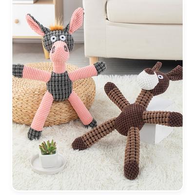 Divertente Giocattolo per Animali Domestici Forma Asino Corduroy Giocattolo da Masticare per Cani Cucciolo Squeaker Squittente Peluche Molare Giocattolo per Cani Addestramento Animali Domestici Accessori per Cani