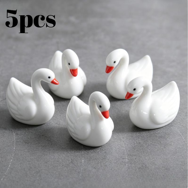 5pcs Cute Ceramic Swan Duck Chopsticks Rest Rack Stand Holder for Chopsticks Forks Spoons Holder Rack Kitchen Tableware Tools
