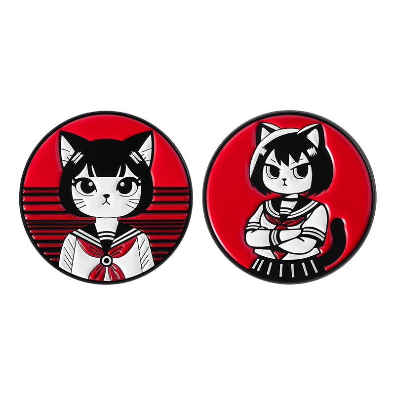 Anime Manga Cat Girl Enamel Pins Otaku Japanese Culture Loves Metal Brooches Lapel Badge Fashion Jewelry Gifts for Friends