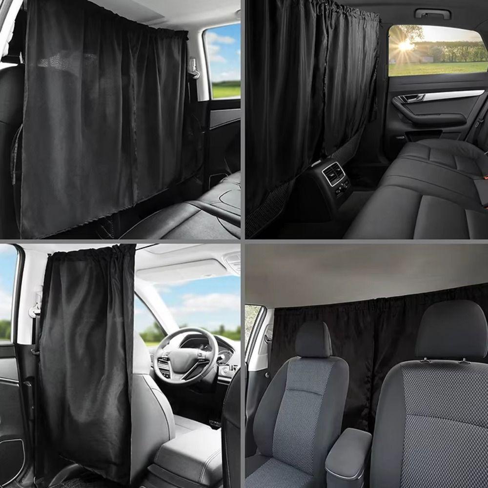 2/4Pcs Retractable Car Privacy Partition Curtain Black Seat Divider Curtain Rear Seat