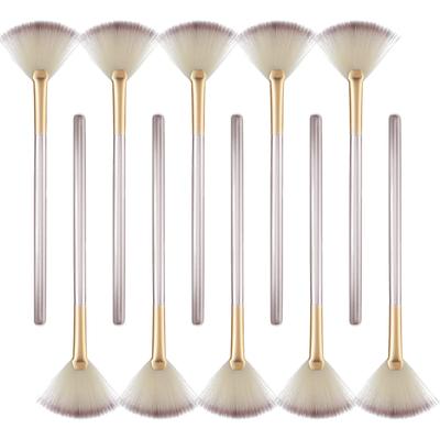 10/20/30 Professional Soft Facial Fan Brushes For Mask Mud Cream, Glycolic Peel & Makeup Application - Esthetician Tools With Champagne Finish