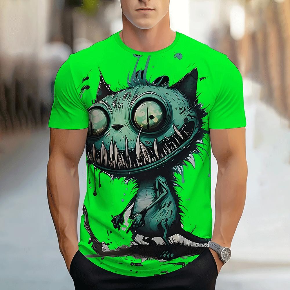

Смешная мужская футболка с мультяшным принтом, короткий рукав, летняя повседневная быстросохнущая футболка свободного покроя для мужчин, уличная одежда 6XL