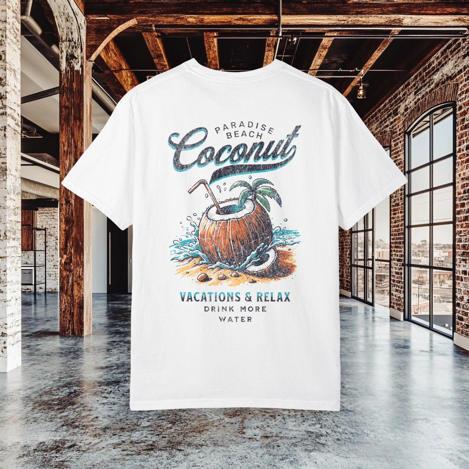 Coconut Beach Shirt | Tropical Vacation T shirt | Paradise Beach Graphic Tee | Summer Vacation Shirt | Island Drink Shirt | Beach Drink Tee XL