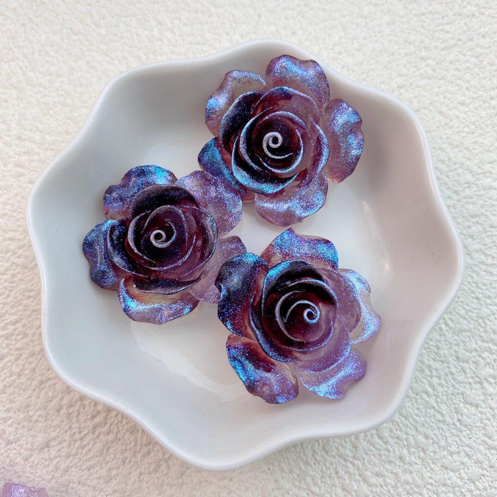 5Pcs New Cute Resin Sparkling Roses Series Flat Back Parts Embellishments For Hair Bows Accessories