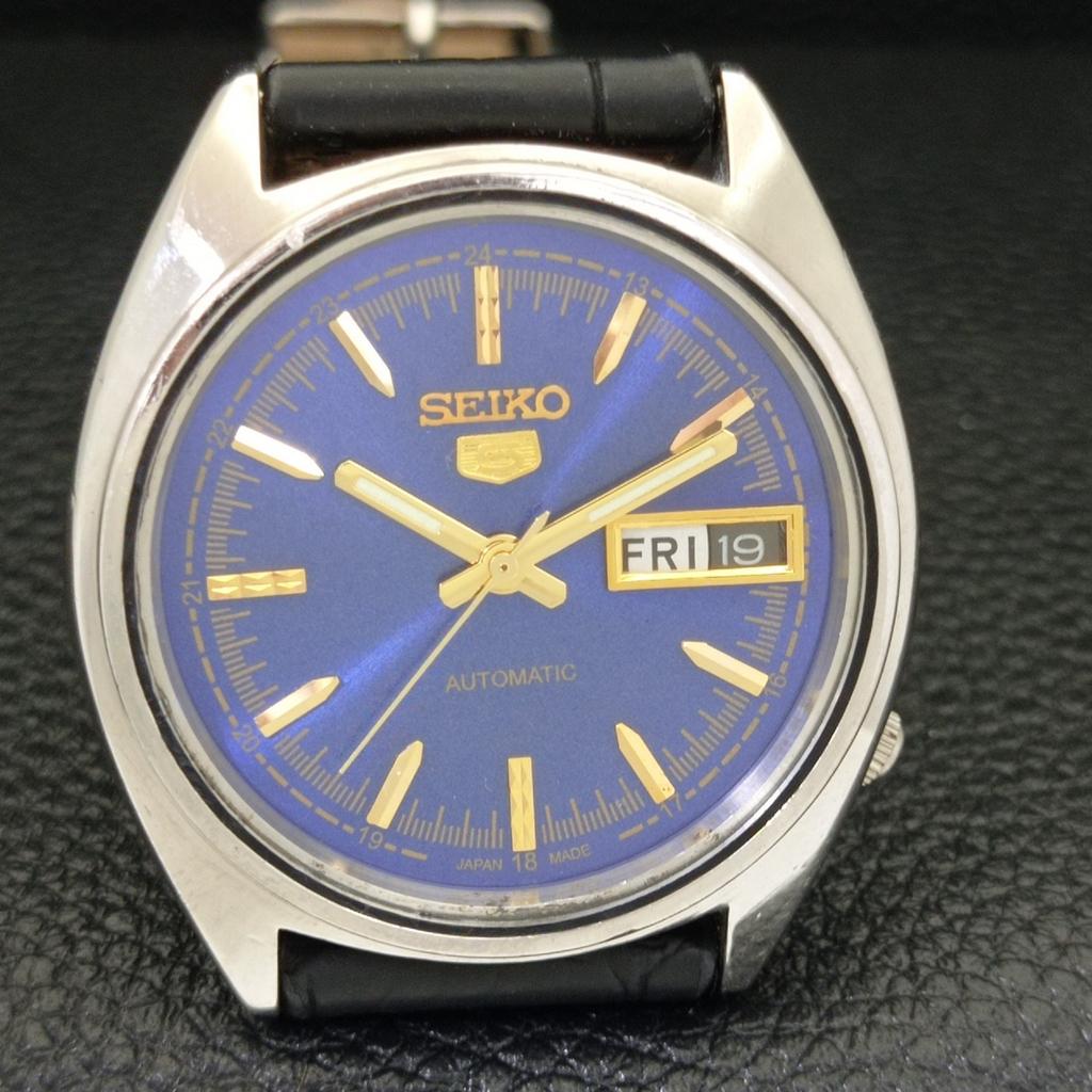VINTAGE SEIKO 5 AUTOMATIC 6119C JAPAN MENS BLUE COLOR DIAL WATCH A500076-2 R151a-a500076