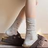 Women's Summer Thin Floral Ballet Style Mesh Breathable Boneless Mid Tube Stack Socks