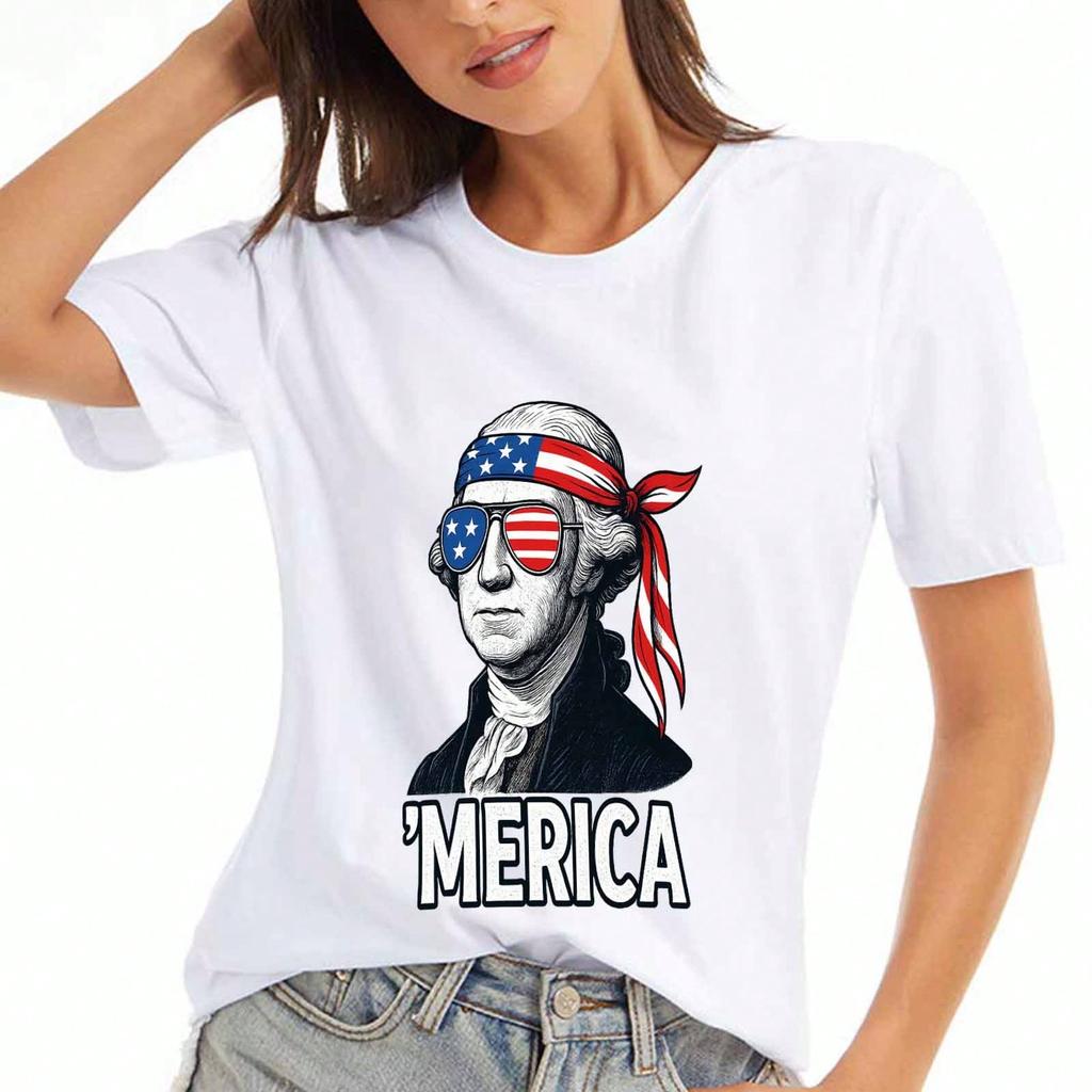 American Flag Wounisex's Cotton T Shirt, Premium Cotton Quality Print, Durable, Casual And Fashionable, I'm Not Shouting I'm American Graphic Tee, Cel