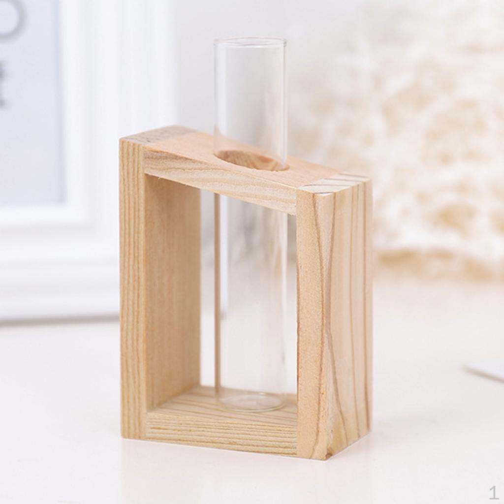 Stand, Container w/ Wooden Stand,Tabletop er Modern Flower Bud Vase Hotel Decor 6.5x4x9CM
