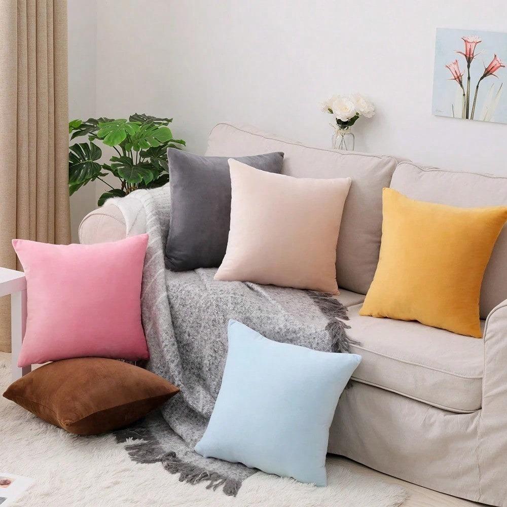1pc Pillowcase, solid color pillowcase, home sofa cushion cover, unfilled pillowcase