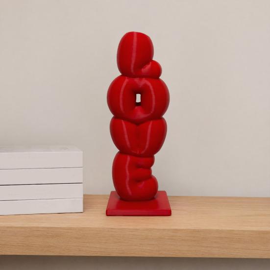 Decorative Flower Vase, Love Shape Design Letter Stacking Vase, 3D Printed Smooth Surface Ornament for Valentine Day Birthday Gifts Home Decor