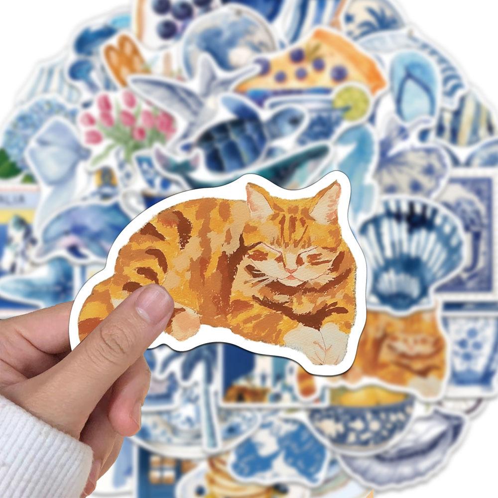 10/30/50PCS Cute Cartoon INS Blue Ocean Graffiti Stickers Aesthetic Art DIY Laptop Luggage Phone Case Vintage Decal Sticker Pack