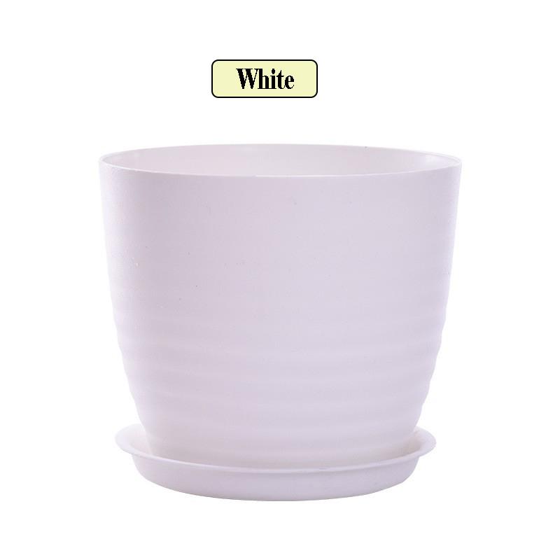 European Style Thickened Resin Flower Pot with Tray Simple Round Green Dipcorn Planting Pot