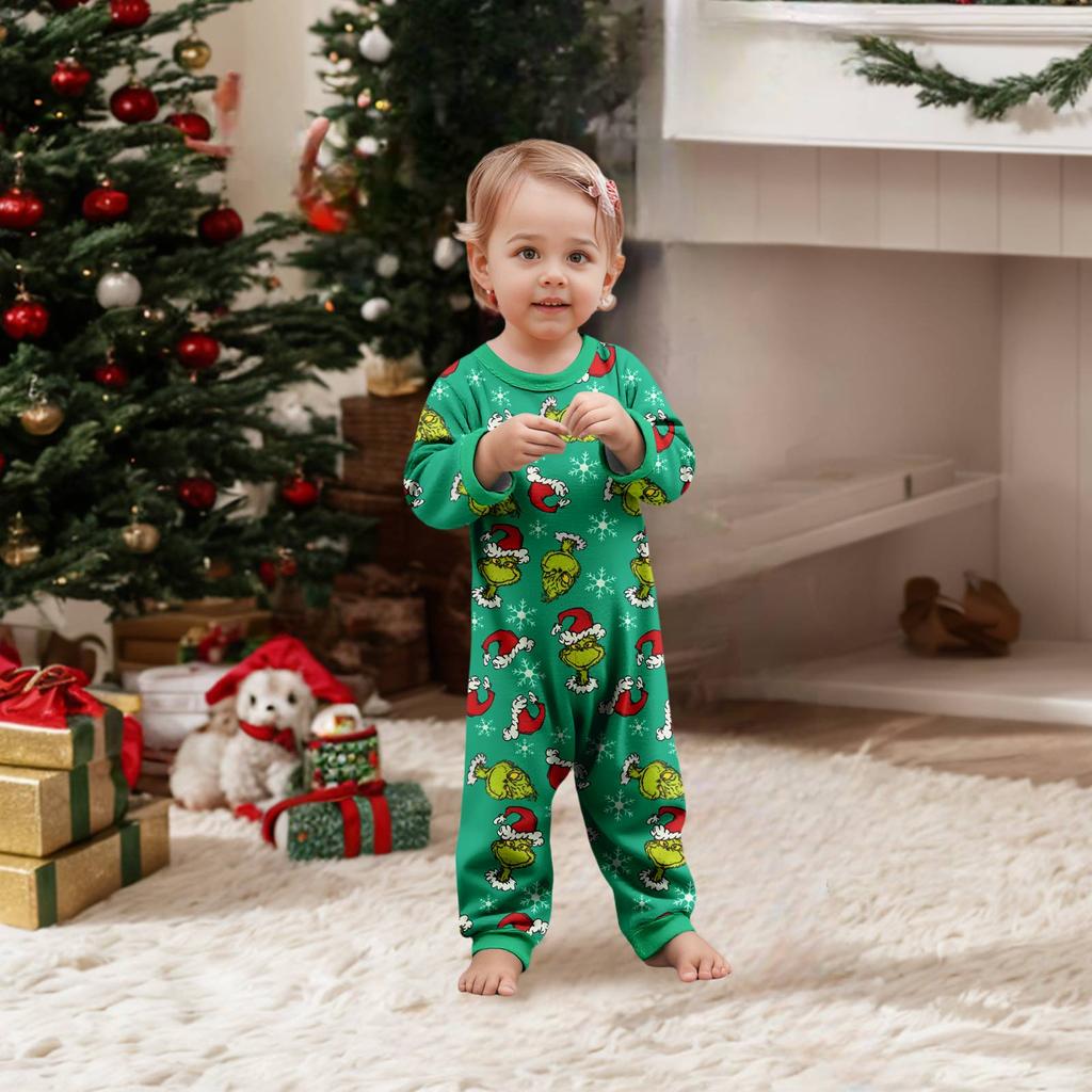 Parent-child Christmas Print Home Suit Long-sleeved Top And Pants