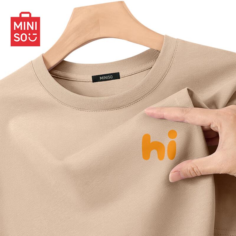 MINISO Men s M-Hi Letter Print Cotton T-Shirt S