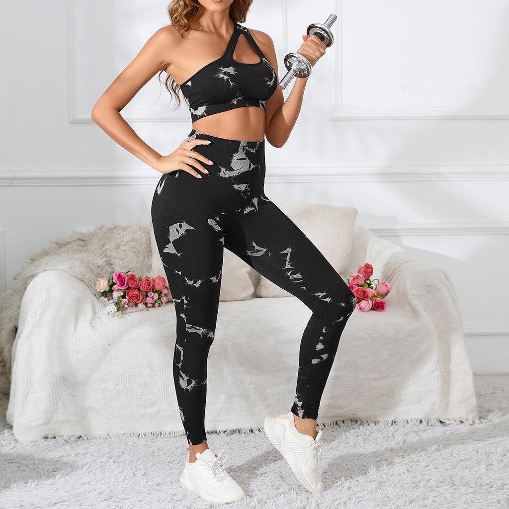 Tie-Dye Seamless Yoga Suit: Quick-Dry Sports Bra & Long Pants for Women