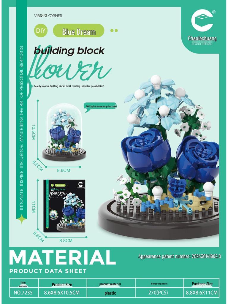 Sunflower & Rose Flower Building Blocks Toy Set for Kids - Assembled & Qixi Gift, Lego Compatible