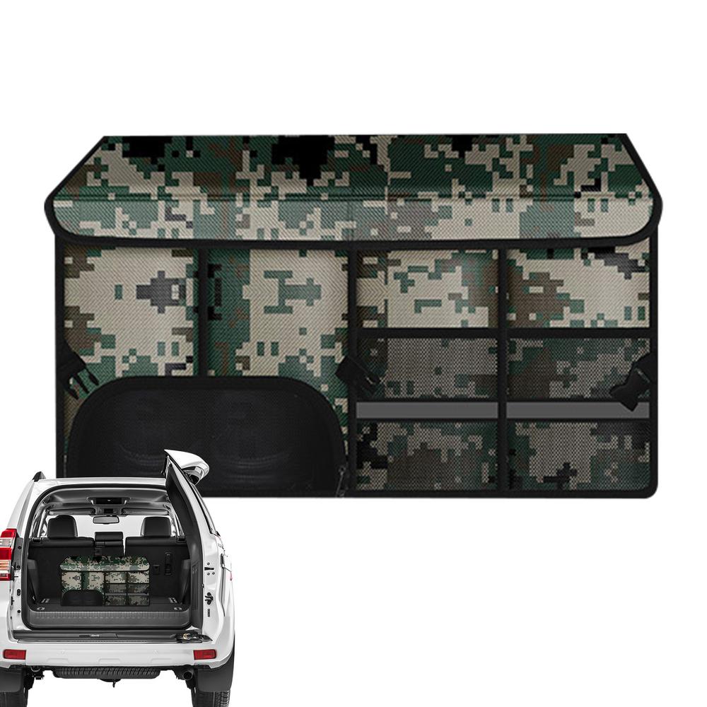 

Складной органайзер для багажника, большая вместимость, разделенный органайзер, экономящий место, со светоотражающей полосой, переносной ящик для хранения с