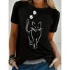 Whimsical Cat Print T Shirt Cat Women Kawaii T-shirt Girl Casual Short Sleeve O Neck Top Summer Female Animal Clothing Tshirt