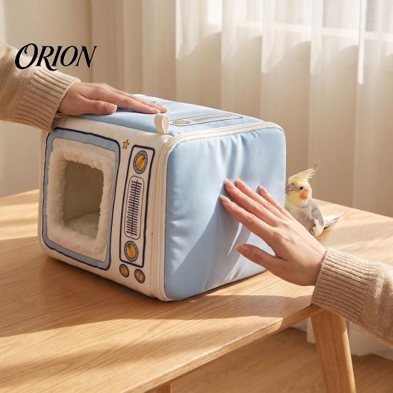 Hanging Bird House TV?Shaped Nest, Plush Warm Parrot Cave Bed, Winter Sleeping Tent Hut for Budgies Cockatiels Small Parrots Cage Decoration