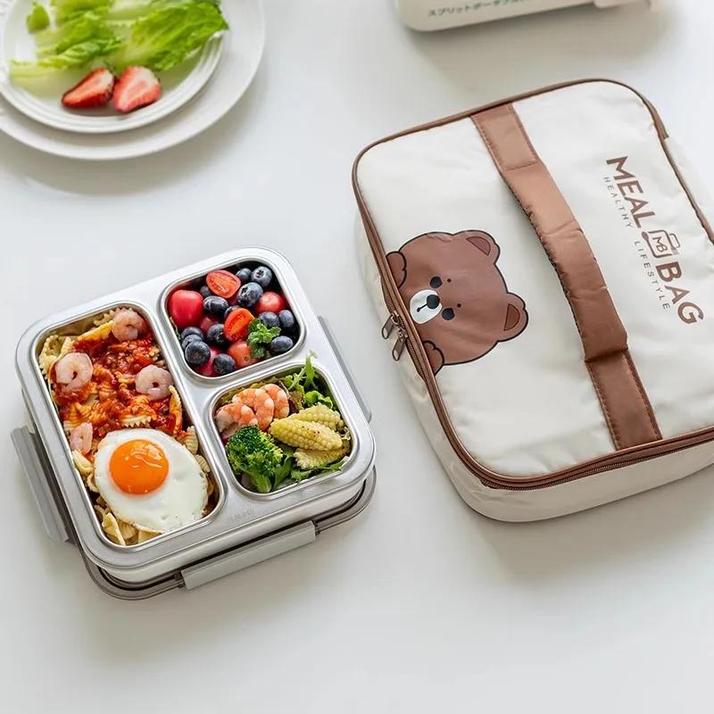

Stainless Steel Lunch Box Antibacterial Portable Large Capacity Divider Food Storage Container Lunch Box Household Kitchenware