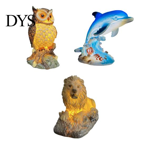 Resin LED Table Lamp for Bedside 3D Animal Night Light, Dolphin Owl Lion Sculpture Decorative Desk Light Lamp, USB Decor Bedroom, Warm Glow
