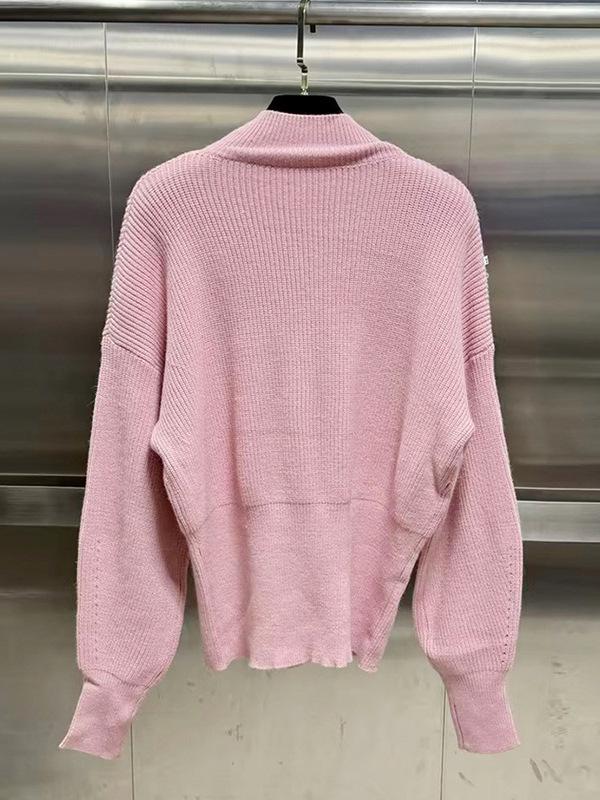 Women's Slim French Knit Sweater with 3D Bow, High Neck - Summer 2026 Arrival