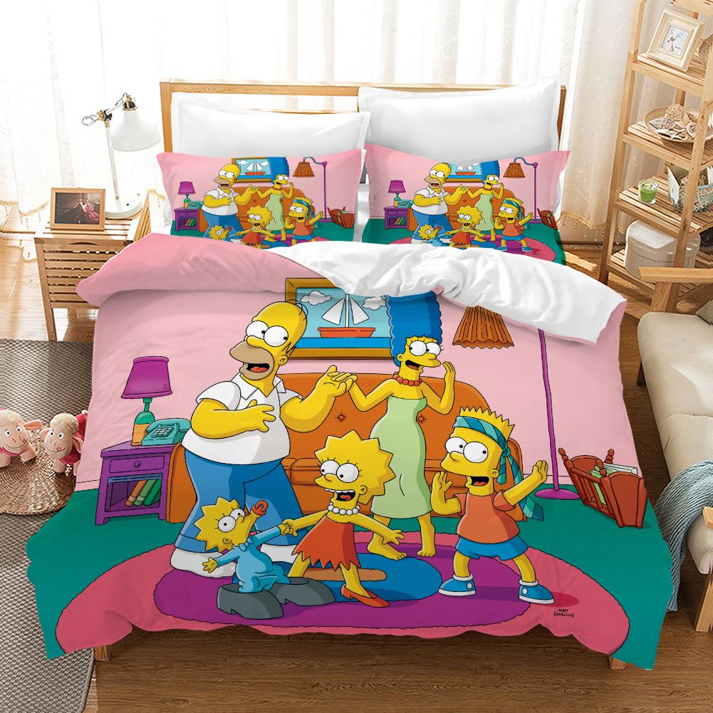 Exquisite Cartoon SS-Simpsonss Printing Bedding Set Duvet Cover Comforter Bed Youth Kids Girl Boys Gift Luxury Birthday Gift 135x200cm
