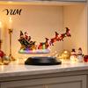 Compact Holiday Table Decorations Floating Santa Sleigh Centerpiece, Magnetic Levitation Flying Ornament with LED Christmas Centerpiece for Fireplaces