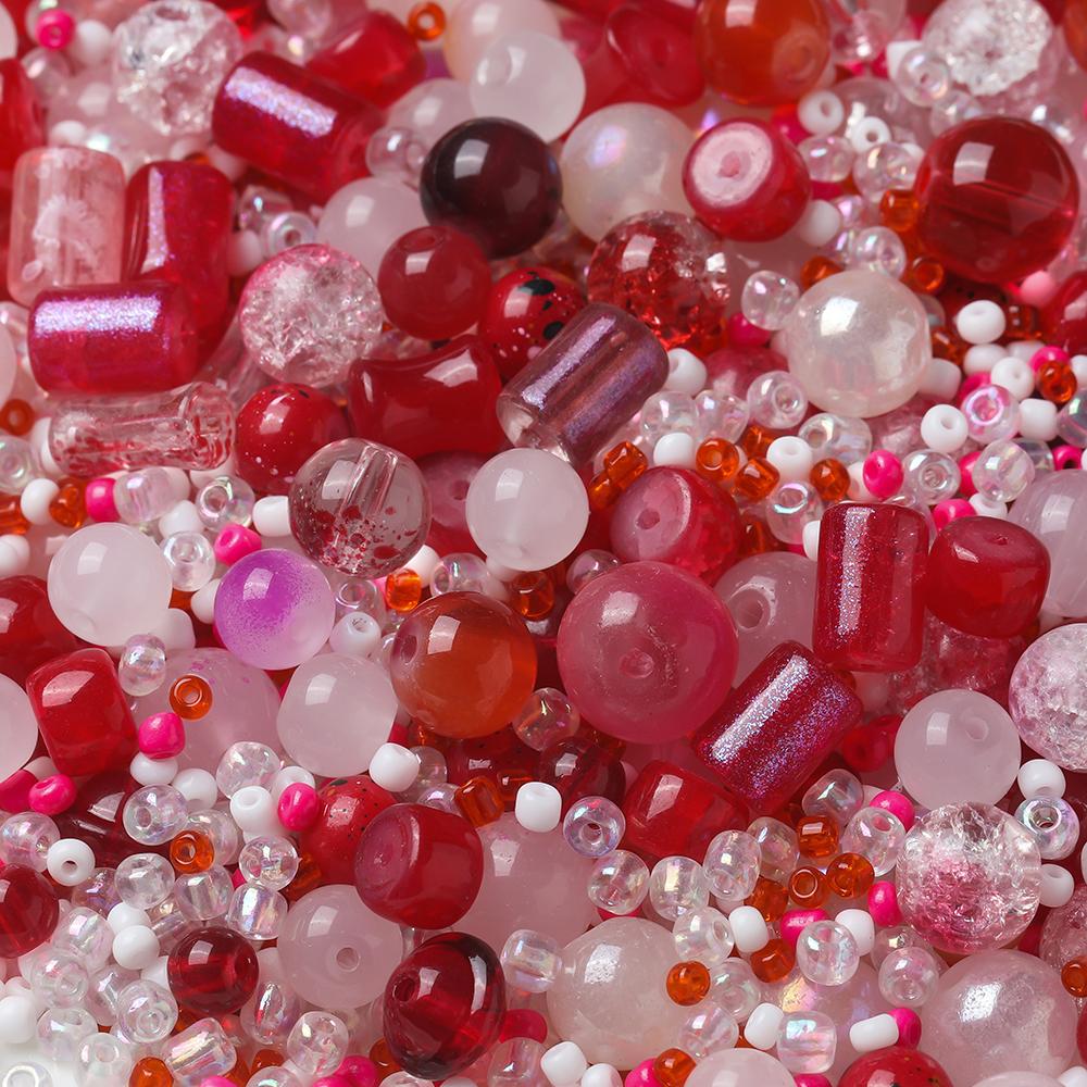 50g Colorful Glass Mixed Beads Multi-shape Loose Spacer Beads for DIY Necklace Bracelet Phone Chain Jewelry Making Accessories