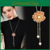 Flower Trendy Rose Sweater Chain Necklace For Women With Hollow Floral Accents Charm And