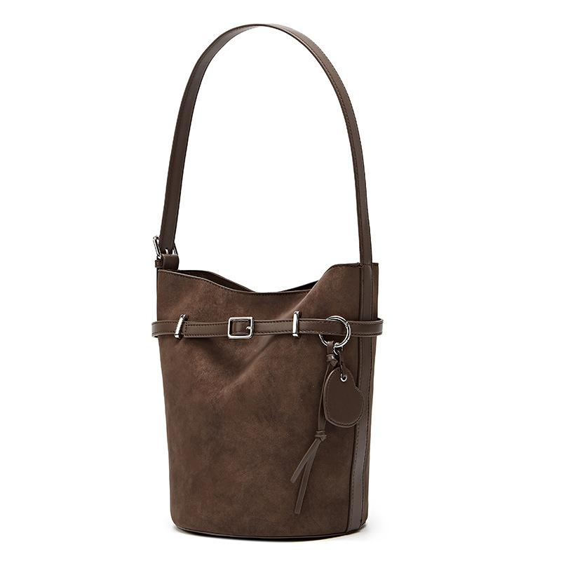 

Модная ретро-сумка Большая вместительная сумка через плечо Сумка-ведро на одно плечо для поездок на работу кофейный